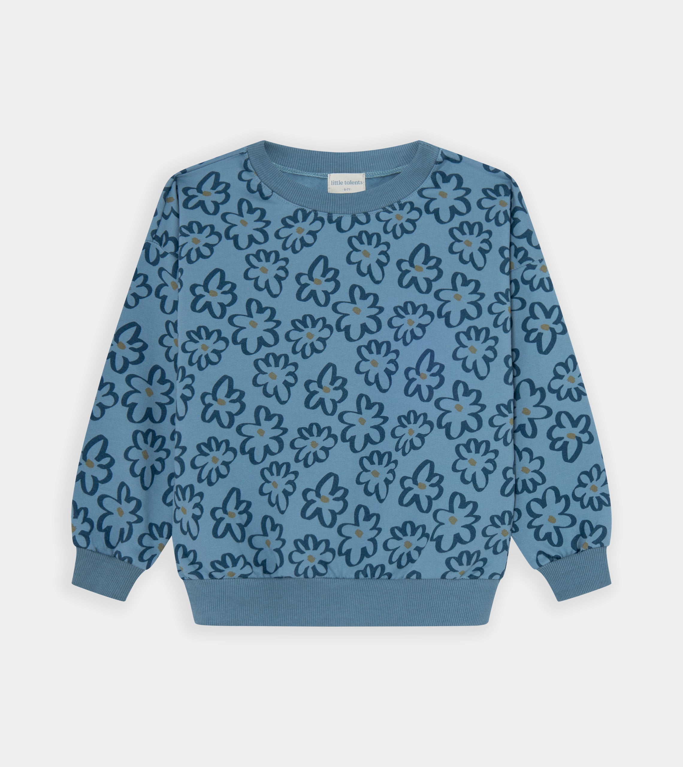 Sudadera azul flores