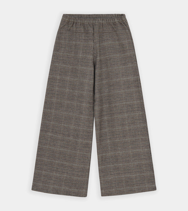 Brown checked wide trouser