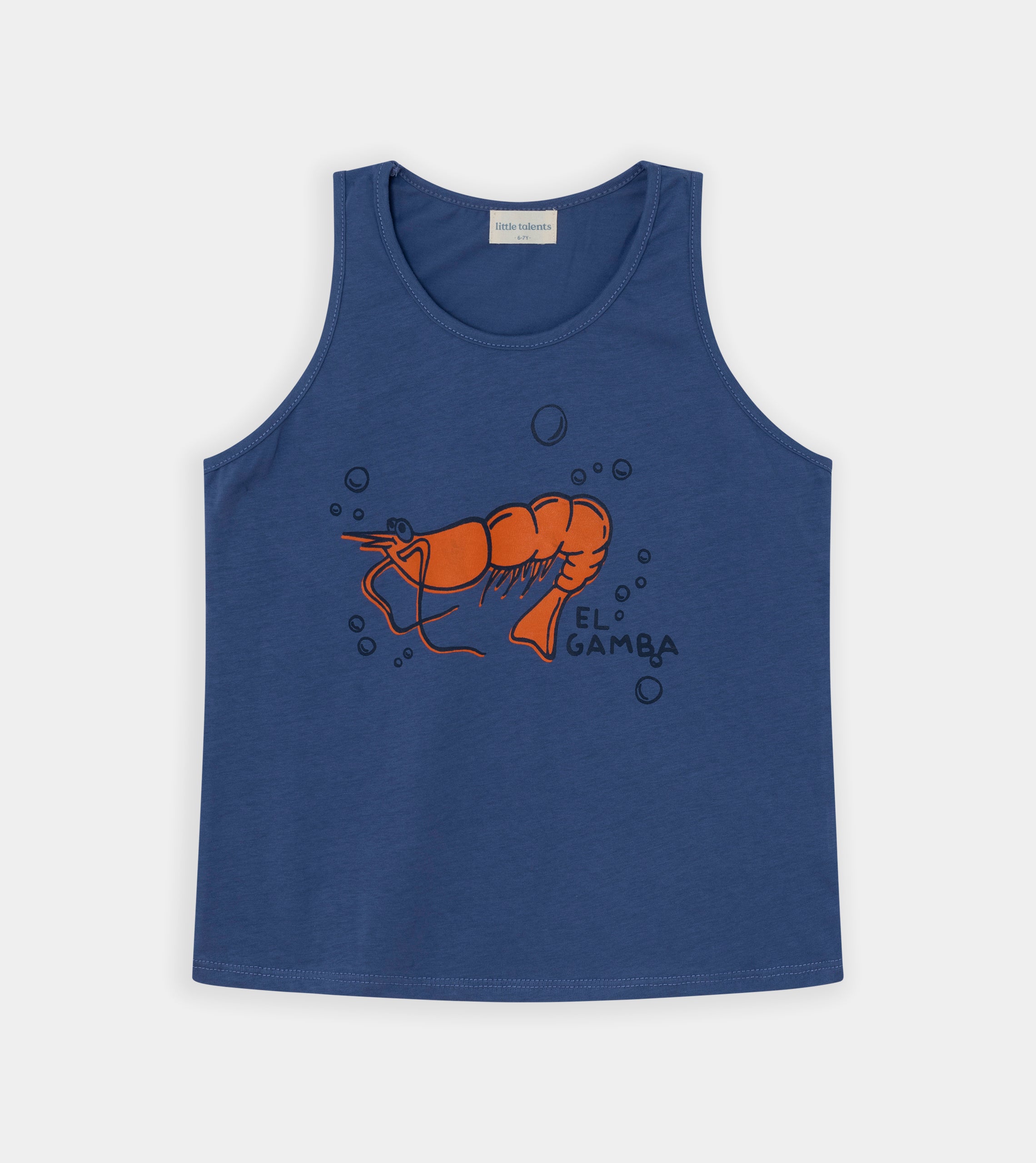 Blue sleeveless El Gamba t-shirt