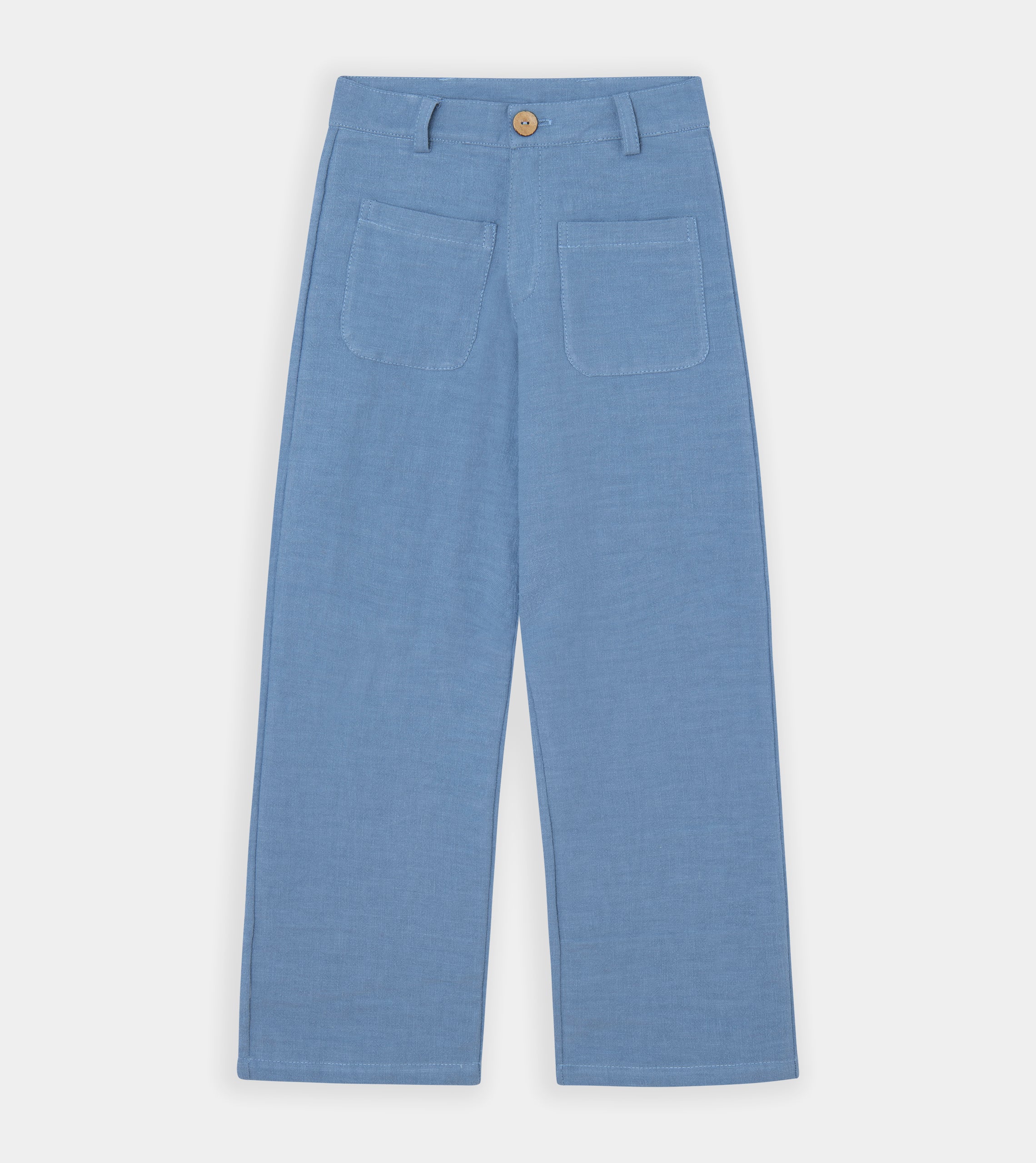 Blue oversized linen trousers