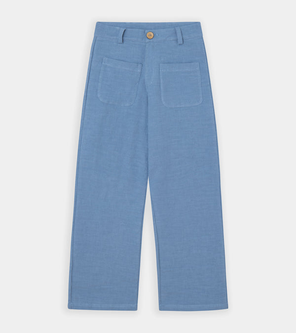 Blue oversized linen trousers