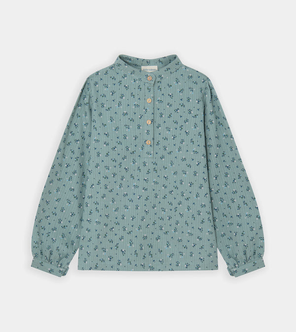 Green Blouse with Flowers
