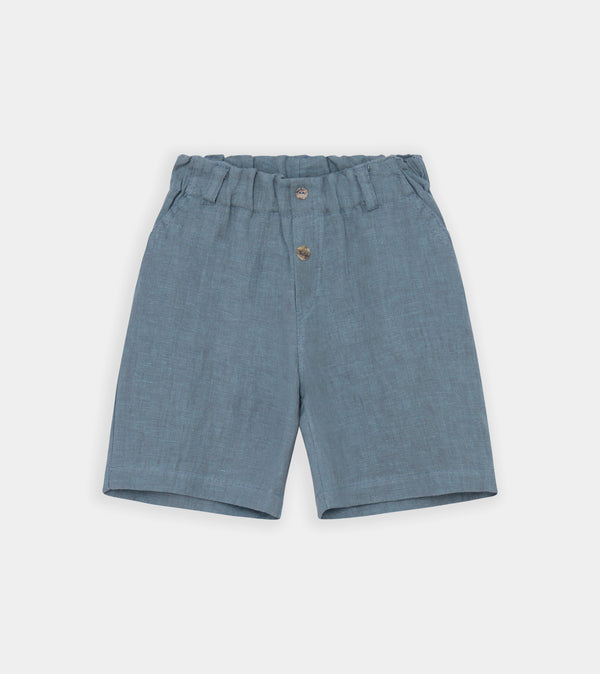 Green linen shorts