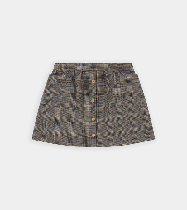 Brown checked mini skirt