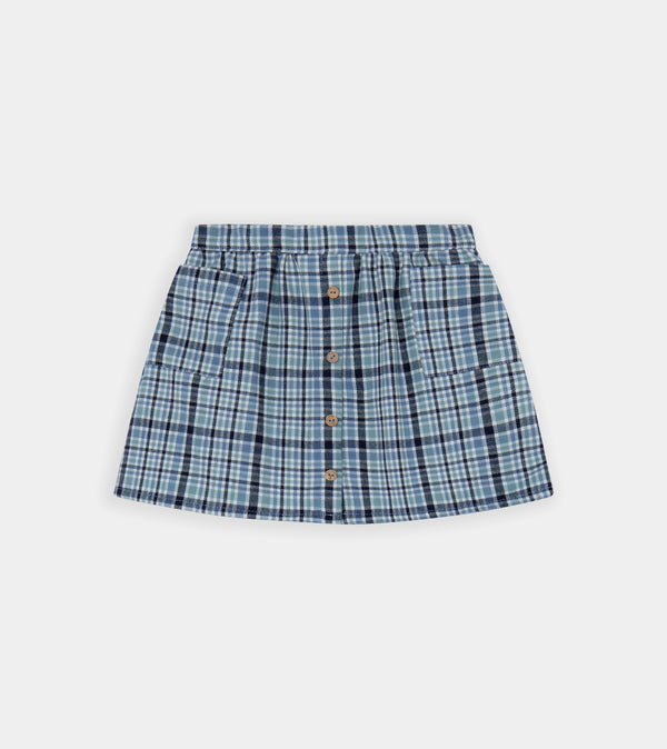 Blue checked mini skirt