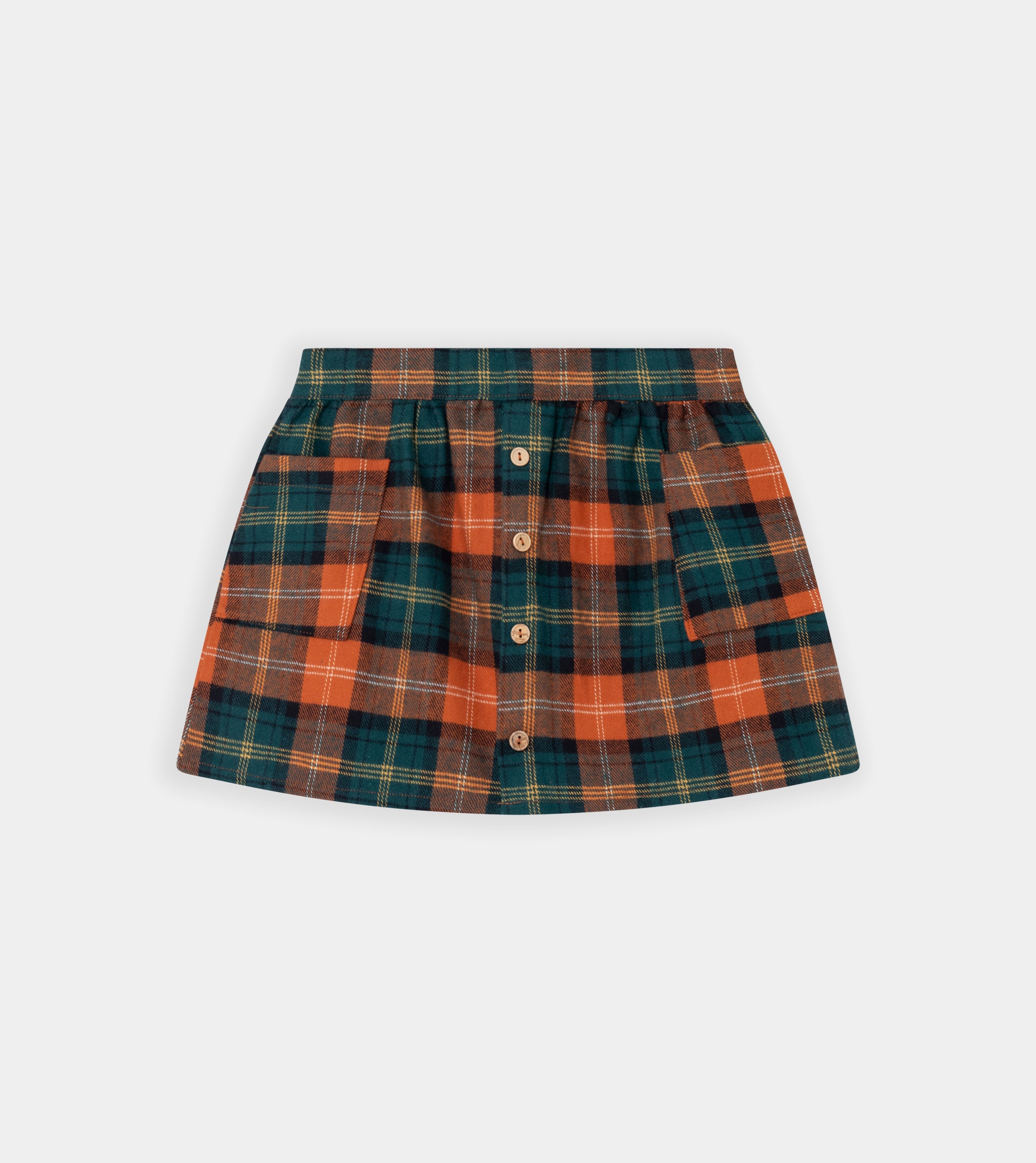Orange & green mini skirt