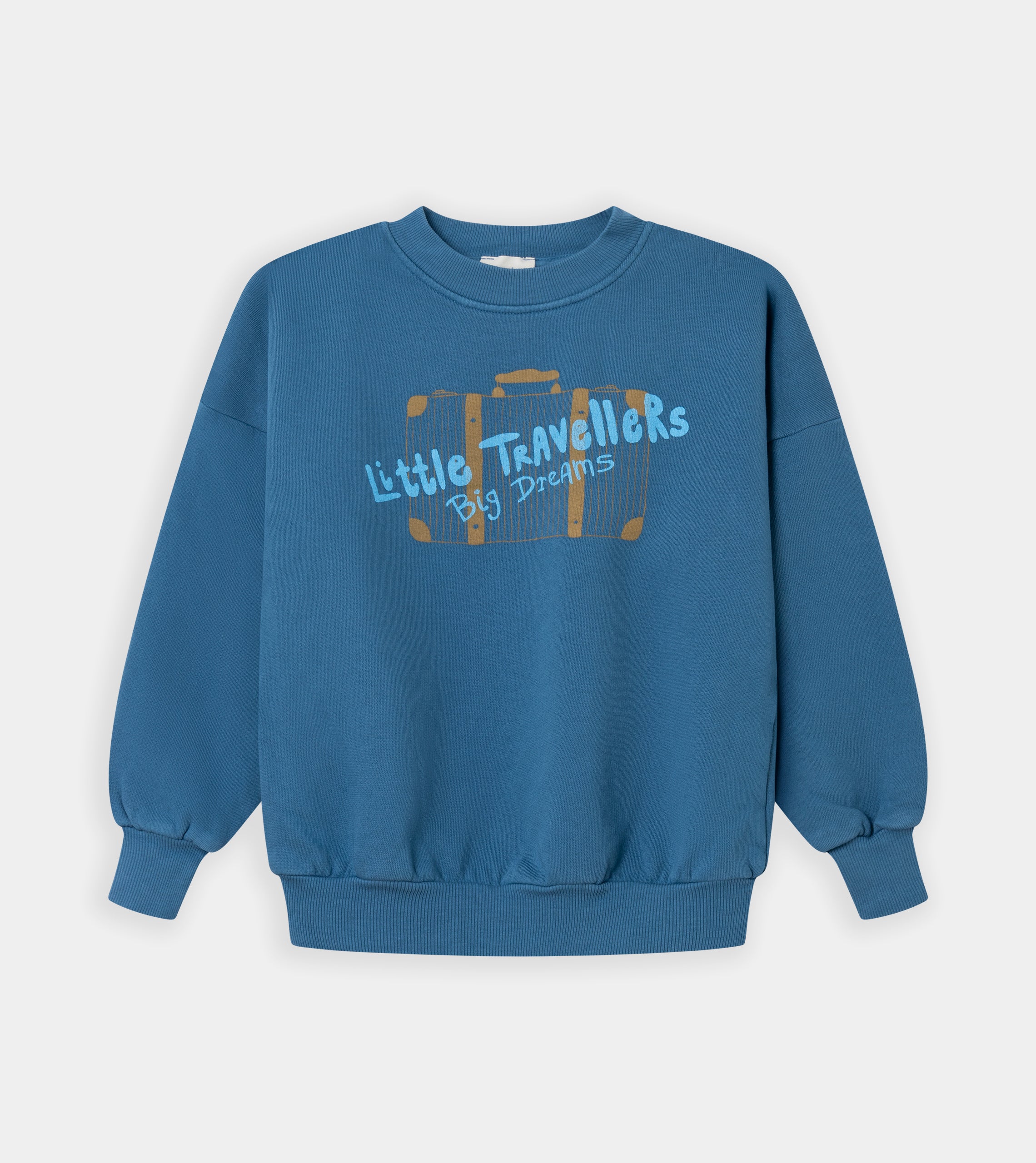 Blue oversized Little Travellers sweatshirt