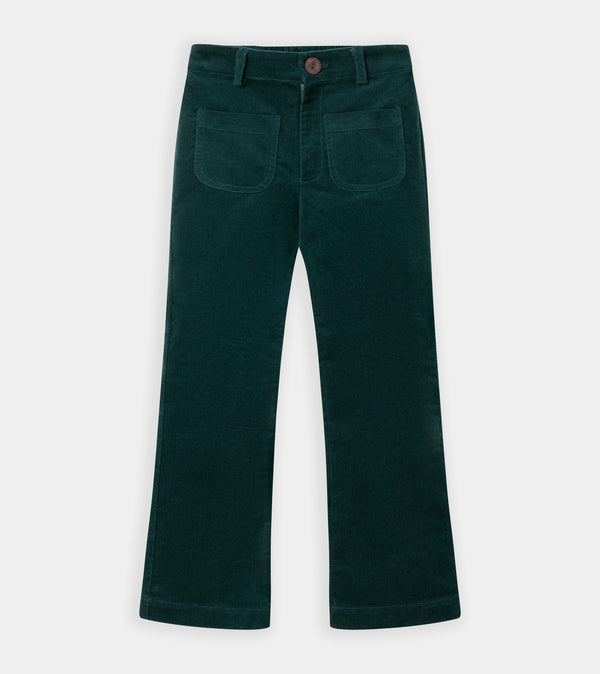 Green slim velvet pants