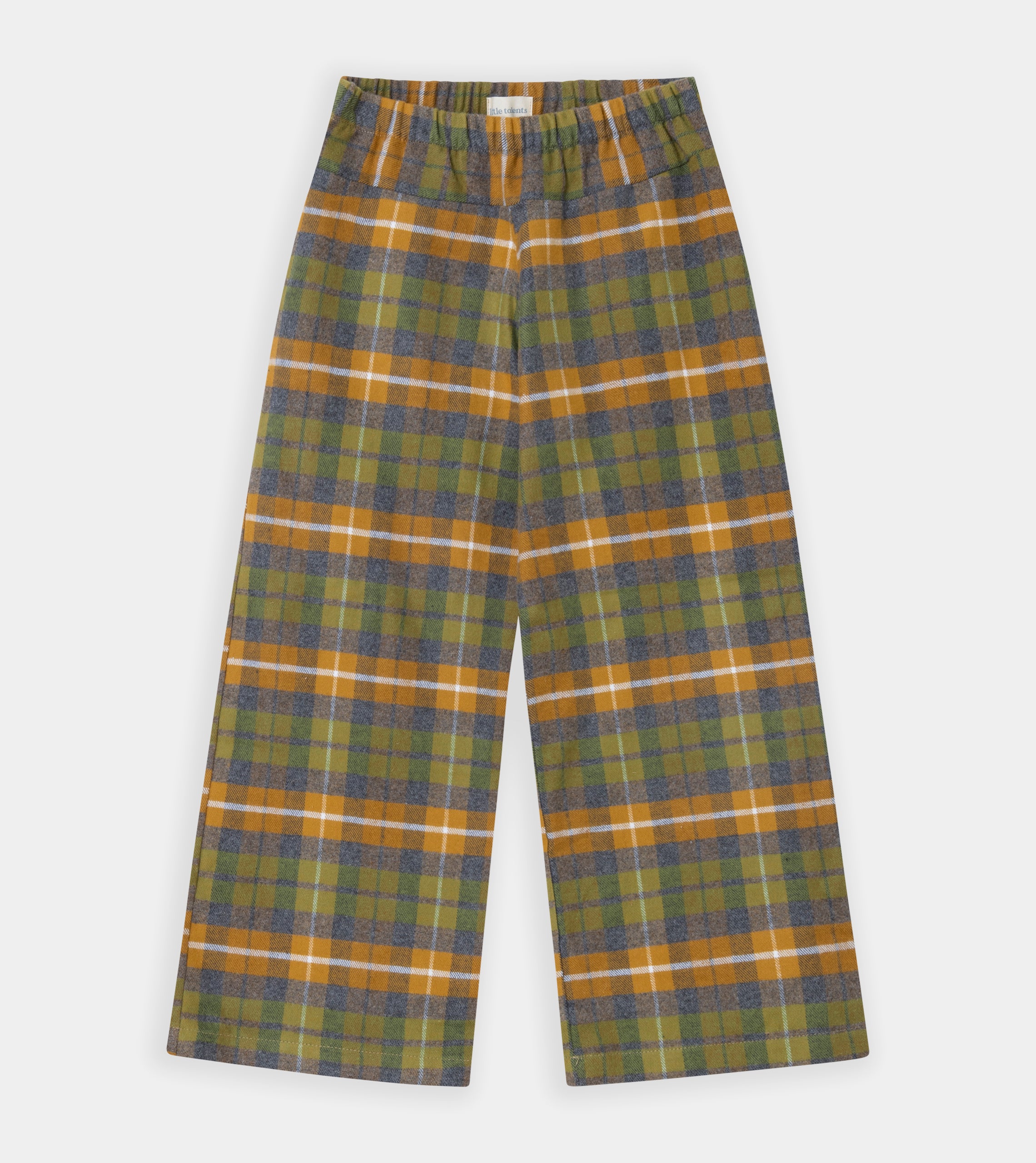 Yellow wide-leg checked trousers