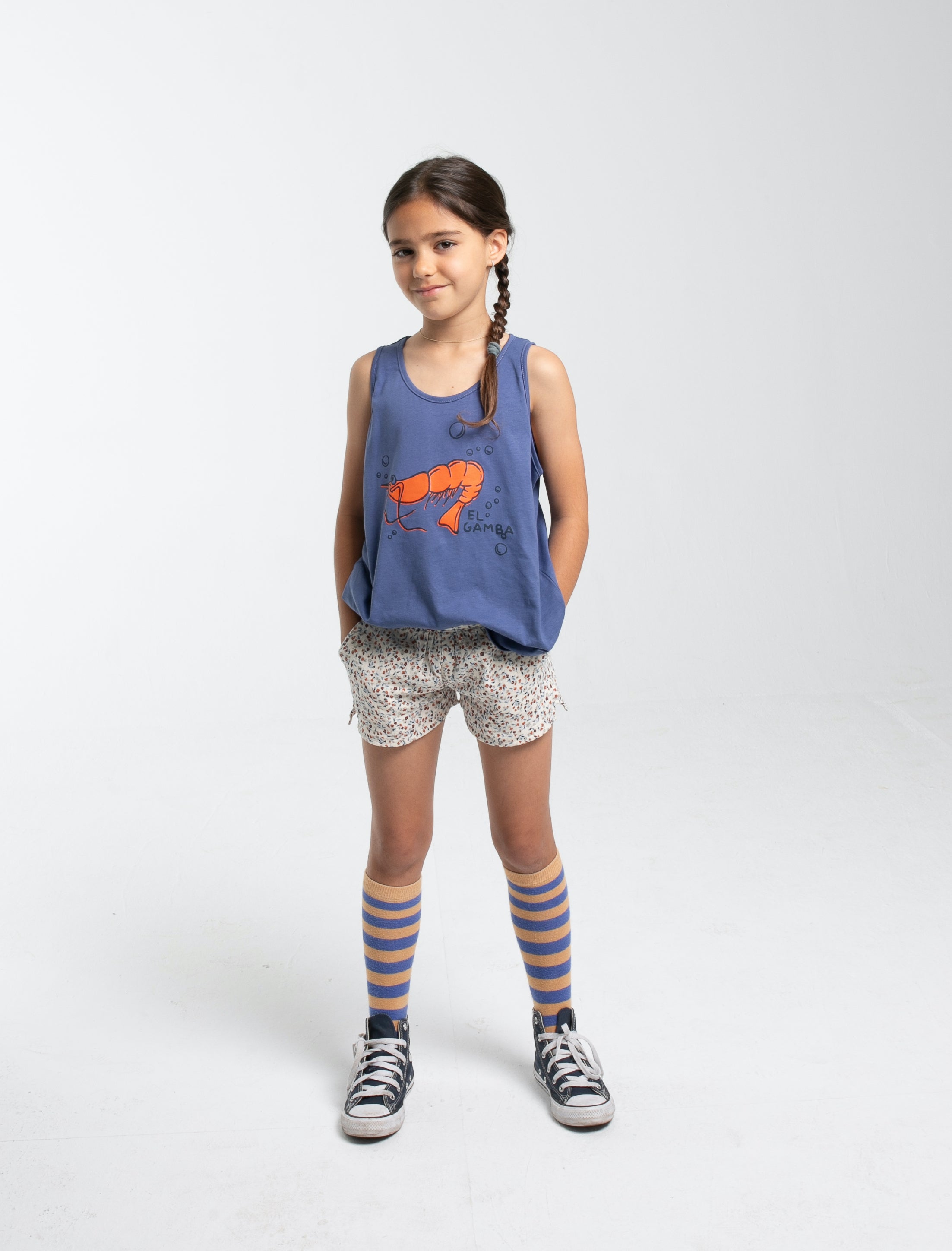 Blue sleeveless El Gamba t-shirt