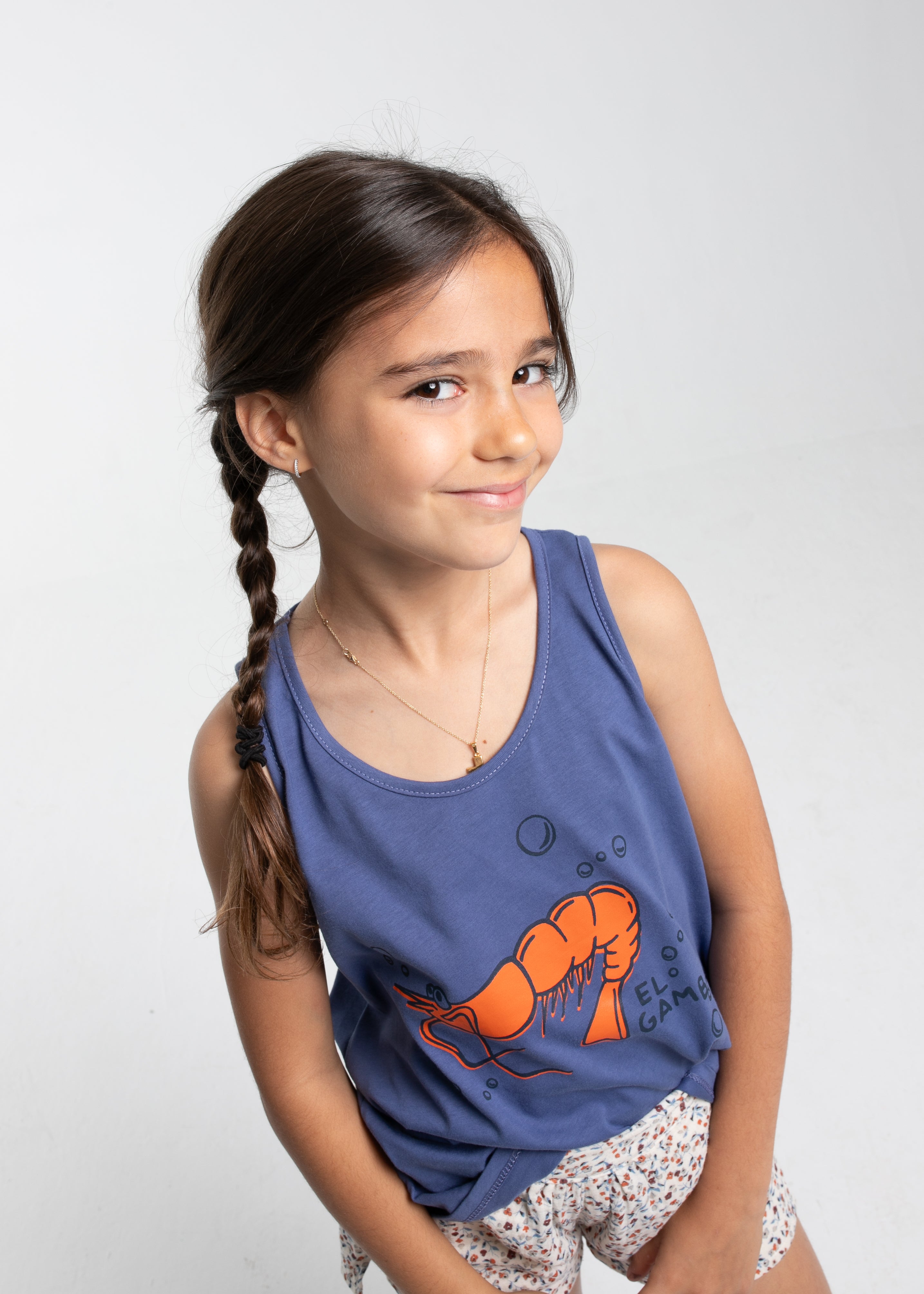 Blue sleeveless El Gamba t-shirt