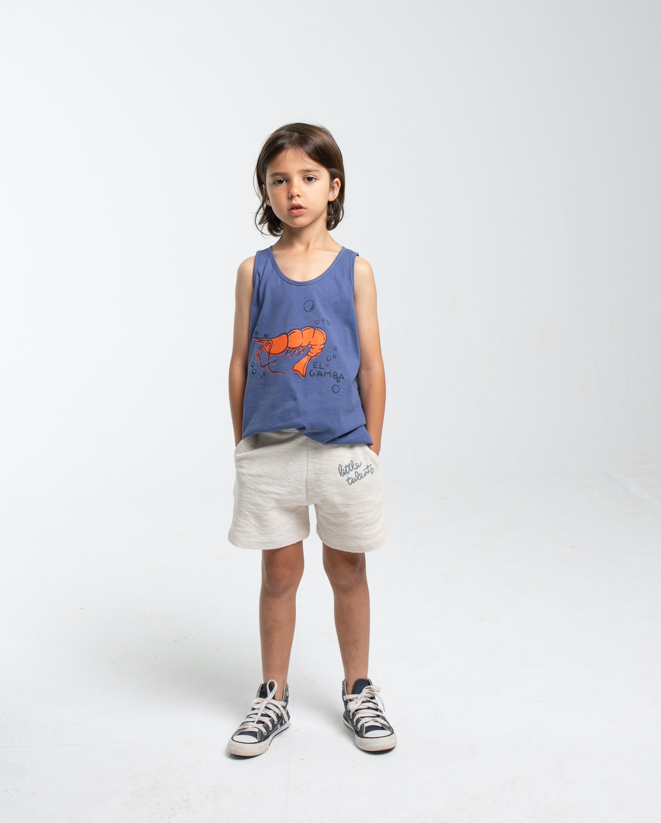 Blue sleeveless El Gamba t-shirt