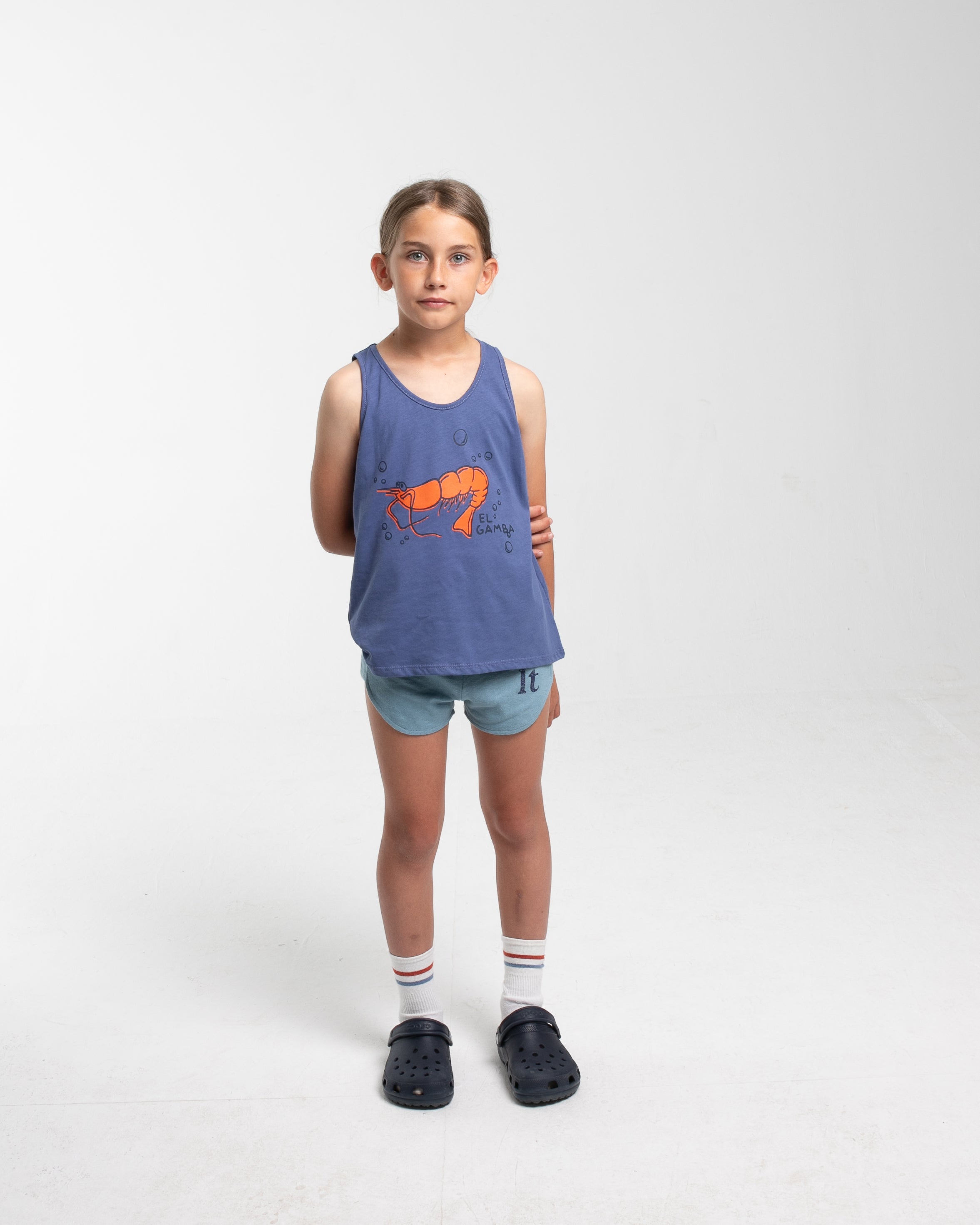 Blue sleeveless El Gamba t-shirt