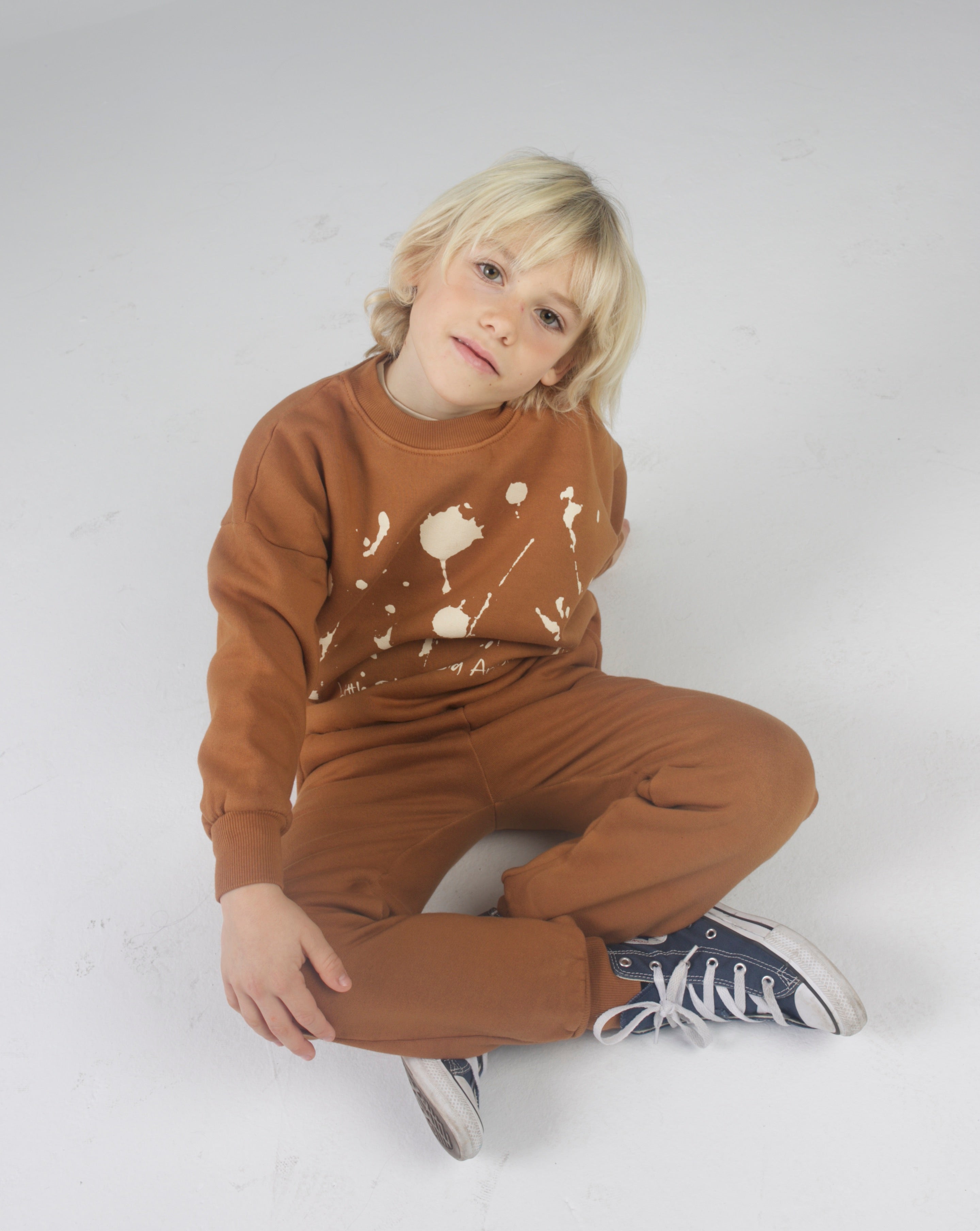 Brown oversized Little Artist sweatshirt