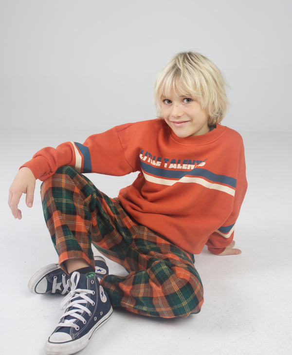 Orange & green checked baggy trousers