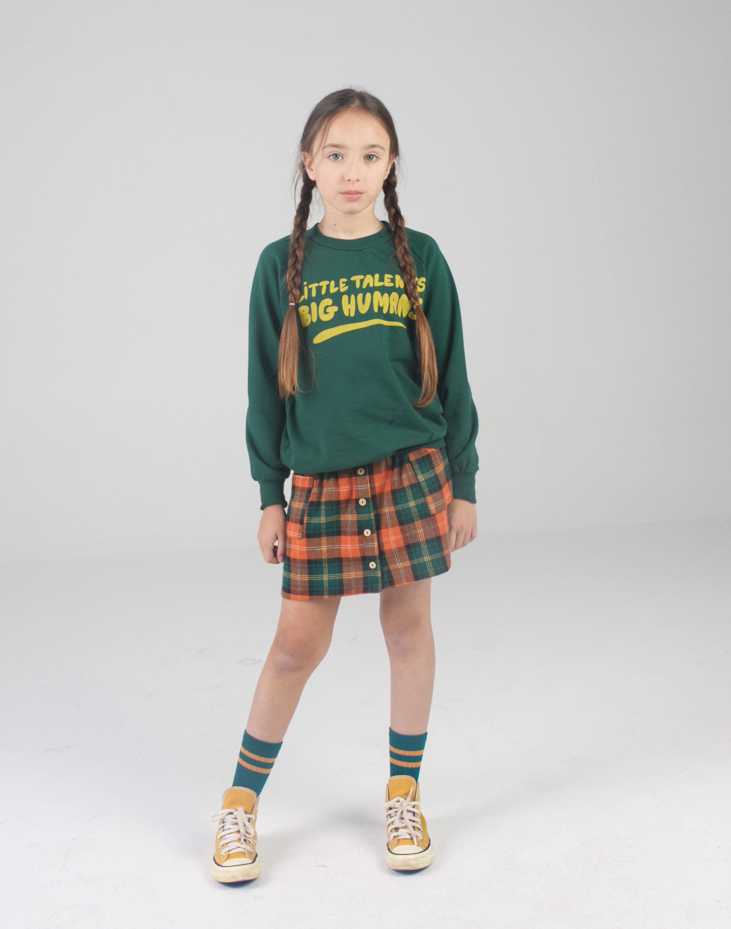 Orange & green mini skirt
