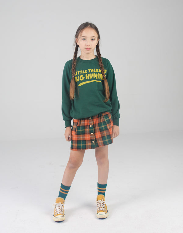 Orange & green mini skirt