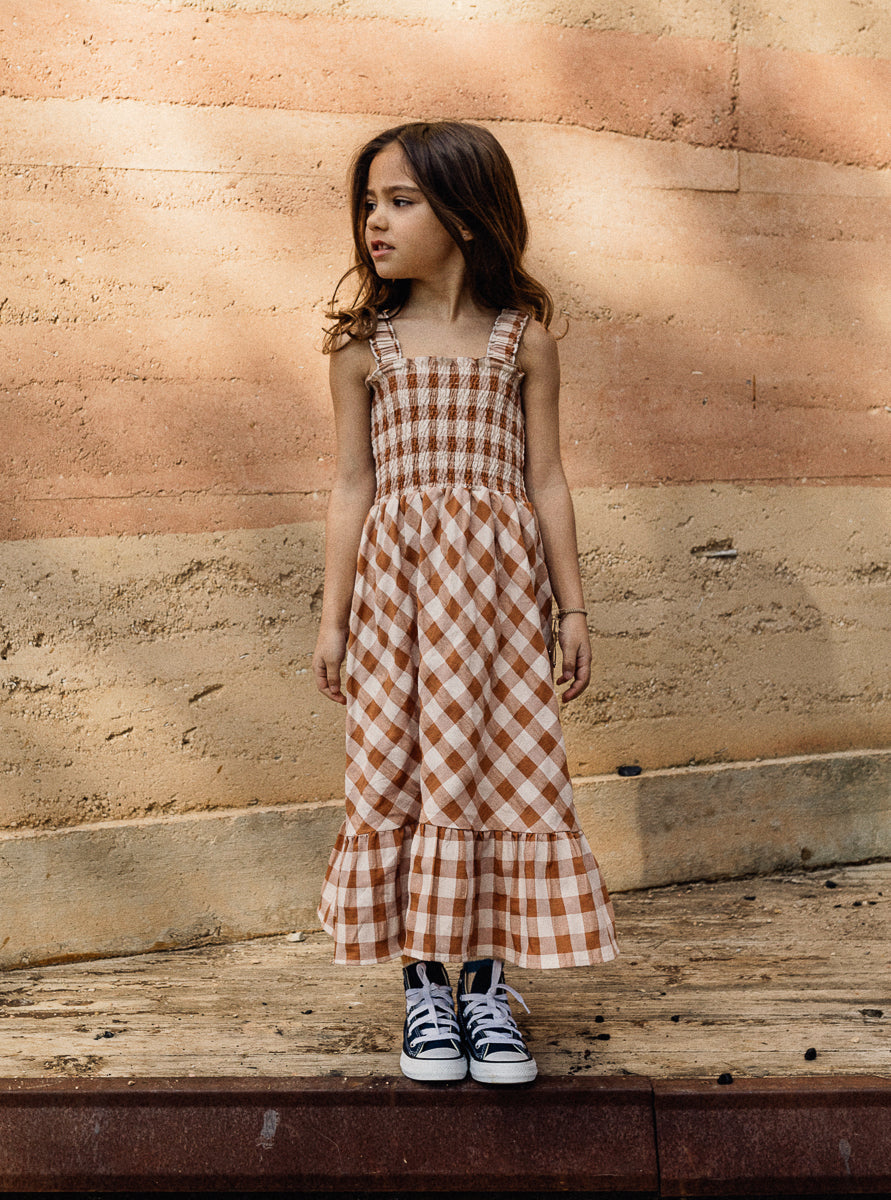 Brown Checked Dress