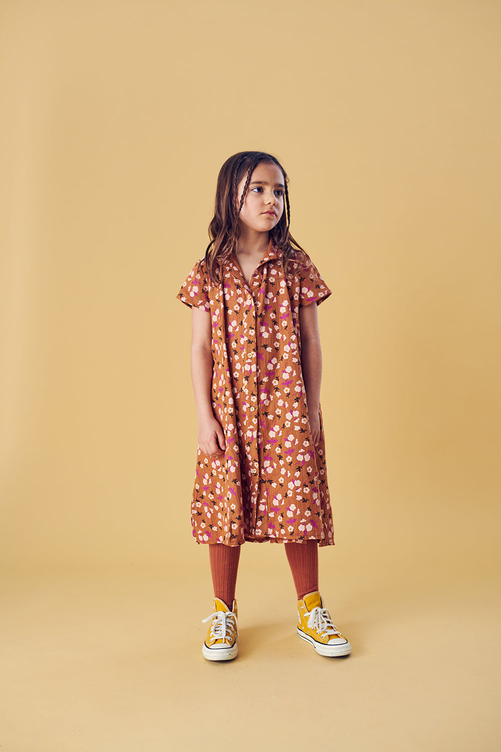 Brown Dress with Flowers